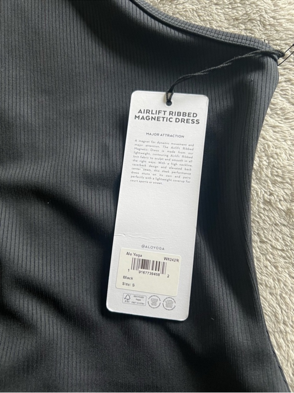 NEW! Alo Yoga Airlift Ribbed Magnetic Dress Black Small - Picture 4 of 6